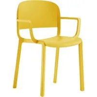 pedrali set de 4 chaises avec accoudoirs dome 265 (jaune - polypropylène avec fibre de verre)