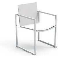 talenti set de 4 chaises avec accoudoirs d'extérieur essence alu collection piùtrentanove (blanc - aluminium verni et tissu)