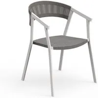 talenti set de 4 chaises avec accoudoirs d'extérieur key collection piùtrentanove (white / silver black - aluminium peint et cordes synthétiques)