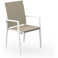 talenti set de 4 chaises avec accoudoirs d'extérieur maiorca collection piùtrentanove (white / dove - aluminium verni et tissu)
