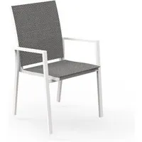 talenti set de 4 chaises avec accoudoirs d'extérieur maiorca collection piùtrentanove (white / silver black - aluminium verni et tissu)