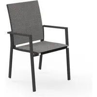 talenti set de 4 chaises avec accoudoirs d'extérieur maiorca collection piùtrentanove (charcoal - aluminium verni et tissu)