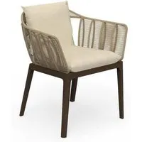 talenti chaise avec accoudoirs d'extérieur cruise teak collection icon (beige - tissu sergé, teak fumé)