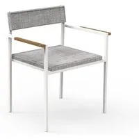 talenti set de 2 chaises avec accoudoirs d'extérieur casilda collezione icon (white / light grey - tissu, acier peint et iroko)