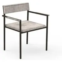 talenti set de 2 chaises avec accoudoirs d'extérieur casilda collezione icon (mokka / grey mélange - tissu, acier peint et travertin titane)