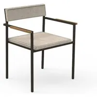 talenti set de 2 chaises avec accoudoirs d'extérieur casilda collezione icon (mokka / white-beige - tissu, acier peint et iroko)