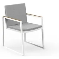 talenti set de 4 chaises avec accoudoirs d'extérieur alabama alu collezione premium (white / grey - tissu, aluminium peint et teak)