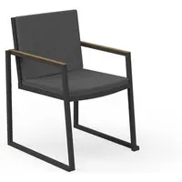 talenti set de 4 chaises avec accoudoirs d'extérieur alabama alu collezione premium (graphite / dark grey - tissu, aluminium peint et teak)