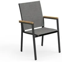 talenti set de 4 chaises avec accoudoirs d'extérieur timber collection piùtrentanove (charcoal - tissu, aluminium peint et teak)