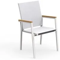 talenti set de 4 chaises avec accoudoirs d'extérieur timber collection piùtrentanove (white - tissu, aluminium peint et teak)