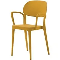 alma design set de 4 chaises avec accoudoirs amy (jaune ambré - polypropylène)