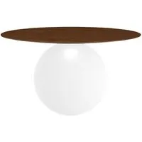 bonaldo table ronde circus ø 140 cm base blanc opaque (plateau en noyer américain - métal et bois)