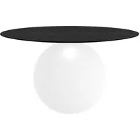 bonaldo table ronde circus ø 140 cm base blanc opaque (plateau en chêne brossé anthracite - métal et bois)
