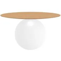 bonaldo table ronde circus ø 140 cm base blanc opaque (plateau en chêne naturel brossé - métal et bois)