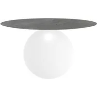 bonaldo table ronde circus ø 140 cm base blanc opaque (top gris ardoise mat - métal et céramique)