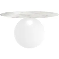 bonaldo table ronde circus ø 140 cm base blanc opaque (top carrara brillant - métal et marbre)