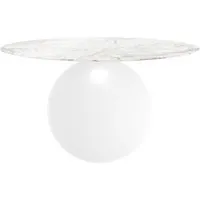 bonaldo table ronde circus ø 140 cm base blanc opaque (top calacatta brillant - métal et marbre)