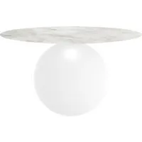 bonaldo table ronde circus ø 140 cm base blanc opaque (top mat carrara - métal et marbre)