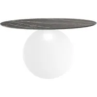 bonaldo table ronde circus ø 140 cm base blanc opaque (top emperador mat - métal et marbre)