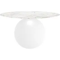 bonaldo table ronde circus ø 140 cm base blanc opaque (top calacatta mat - métal et marbre)