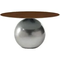 bonaldo table ronde circus ø 140 cm base clouded chrome (plateau en noyer américain - métal special et wood)