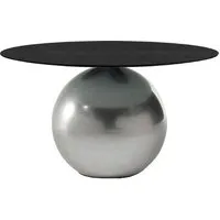 bonaldo table ronde circus ø 140 cm base clouded chrome (plateau en chêne brossé anthracite - métal special et wood)