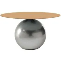 bonaldo table ronde circus ø 140 cm base clouded chrome (plateau en chêne naturel brossé - métal special et wood)