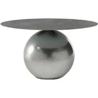 bonaldo table ronde circus ø 140 cm base clouded chrome (top gris ardoise mat - métal special et céramique)