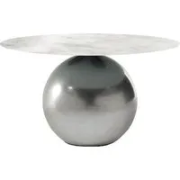 bonaldo table ronde circus ø 140 cm base clouded chrome (top carrara brillant - métal special et marbre)