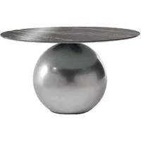 bonaldo table ronde circus ø 140 cm base clouded chrome (top emperador brillant - métal special et marbre)