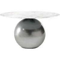 bonaldo table ronde circus ø 140 cm base clouded chrome (top calacatta brillant - métal special et marbre)