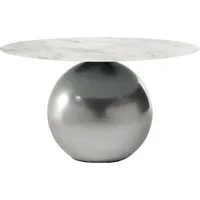 bonaldo table ronde circus ø 140 cm base clouded chrome (top mat carrara - métal special et marbre)