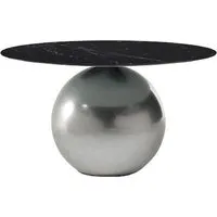 bonaldo table ronde circus ø 140 cm base clouded chrome (top marquina mat - métal special et marbre)