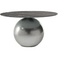bonaldo table ronde circus ø 140 cm base clouded chrome (top emperador mat - métal special et marbre)