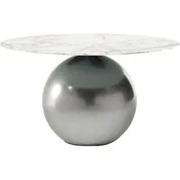 bonaldo table ronde circus ø 140 cm base clouded chrome (top calacatta mat - métal special et marbre)