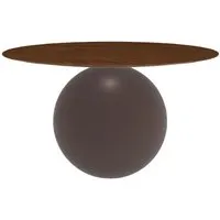bonaldo table ronde circus ø 140 cm base marron opaque (plateau en noyer américain - métal et bois)