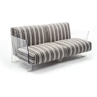 kartell canapé à 2 places pour extérieur pop outdoor (gris tourterelle - polycarbonate transparent et tissu stripes)
