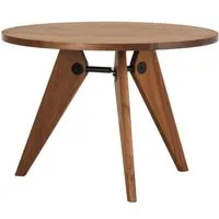 vitra table ronde guéridon ø 105 cm (noyer américain - bois massif et acier peint en noir)