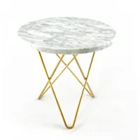 ox denmarq table d'appoint mini o ø40 h37, structure en laiton marbre blanc