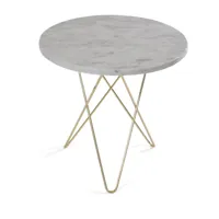 ox denmarq mini table d'appoint o tall ø50 h50, structure en laiton marbre blanc