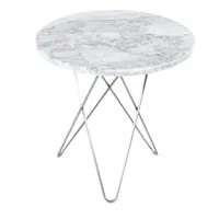 ox denmarq table d'appoint mini o tall ø50 h50, structure en acier inoxydable marbre blanc