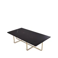 ox denmarq table basse rectangulaire ninety marbre marquina, support en laiton