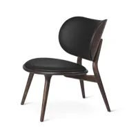 mater chaise longue the lounge chair cuir noir, support gris sirka