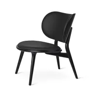 mater chaise longue the lounge chair cuir noir, support en hêtre laqué noir