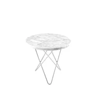 ox denmarq table basse mini o marbre blanc, support en acier inoxydable
