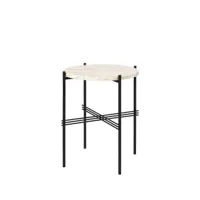 gubi table d'appoint ts round natural white travertine, ø40, structure noire