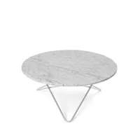 ox denmarq table basse o marbre blanc, support en acier inoxydable