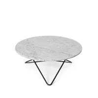 ox denmarq table basse o marbre blanc, support laqué noir