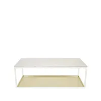 scherlin table basse 11 marbre blanc, structure laquée blanc, plateau en laiton