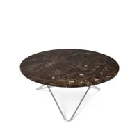 ox denmarq table basse o marbre marron, support en acier inoxydable